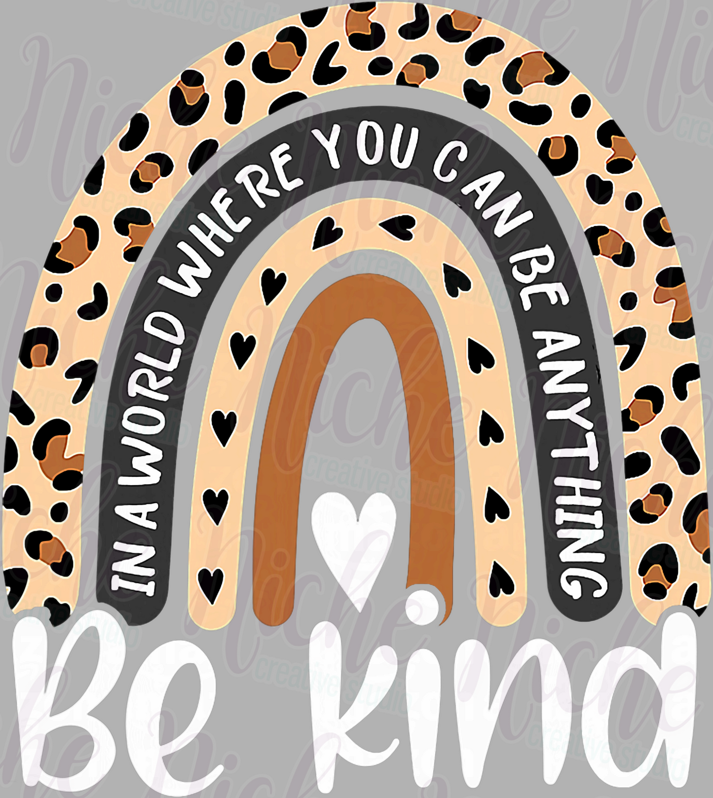 -CAU8614 Be Kind Leopard Rainbow Decal
