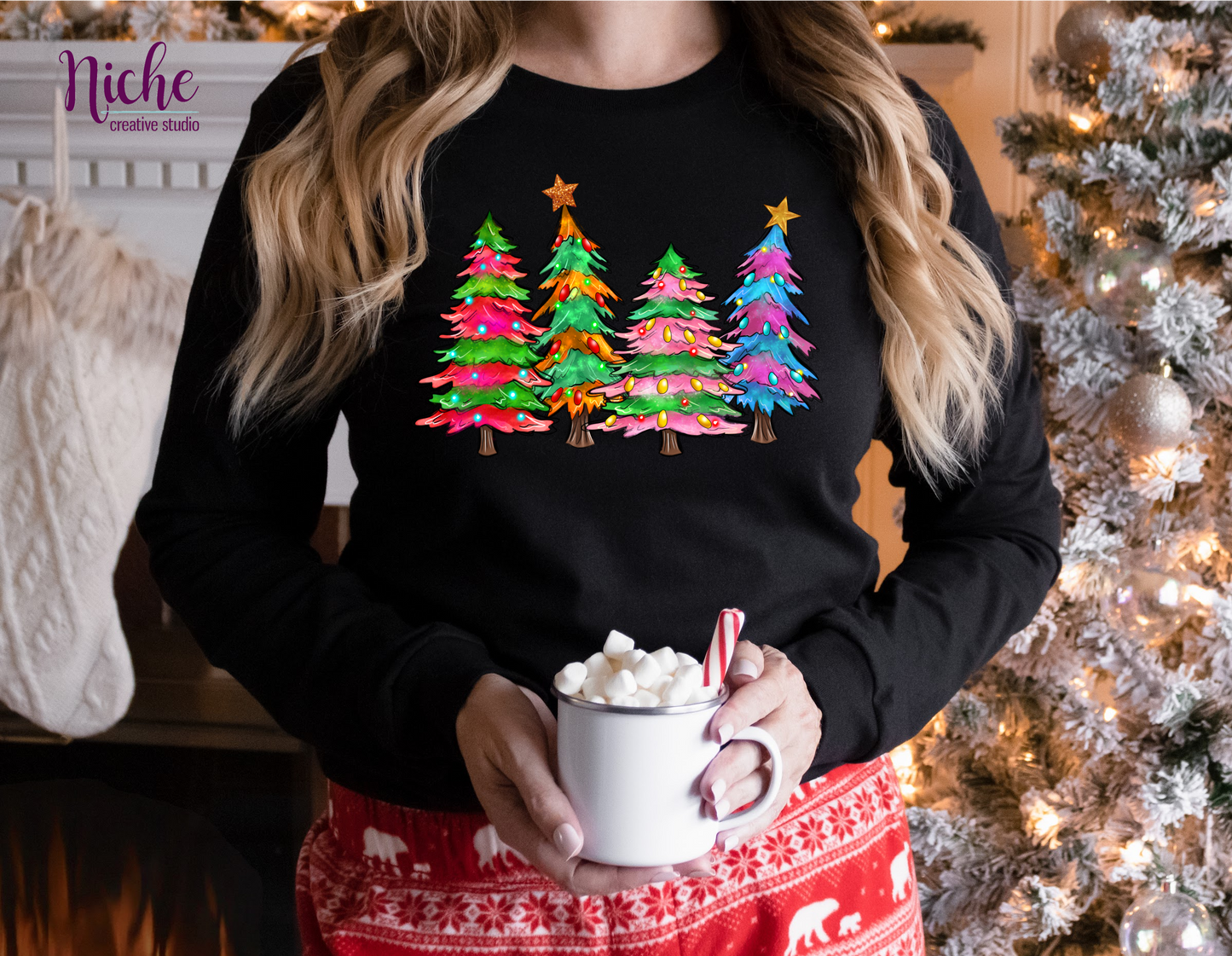 -CHR1038 Colorful Christmas Tree Decal