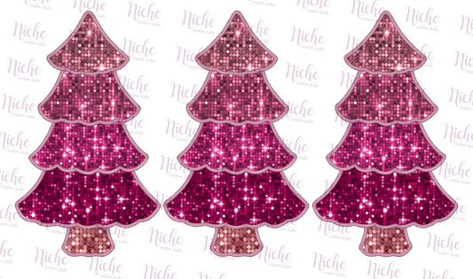 -CHR1044 Pink Tree Faux Sequin Decal