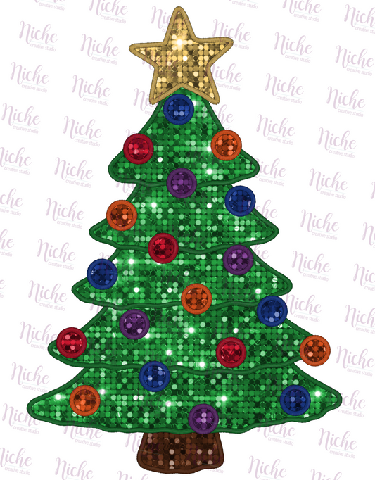 -CHR1045 Christmas Tree Faux Sequin Decal