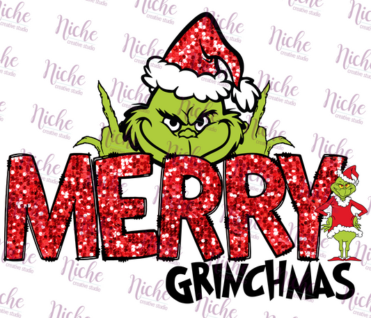 -CHR1058 Merry Grinchmas Red Glitter Decal