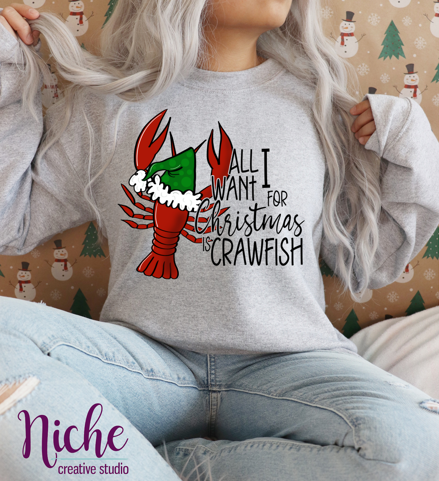 -CHR2937 All I want for Christmas is Crawfish Decal