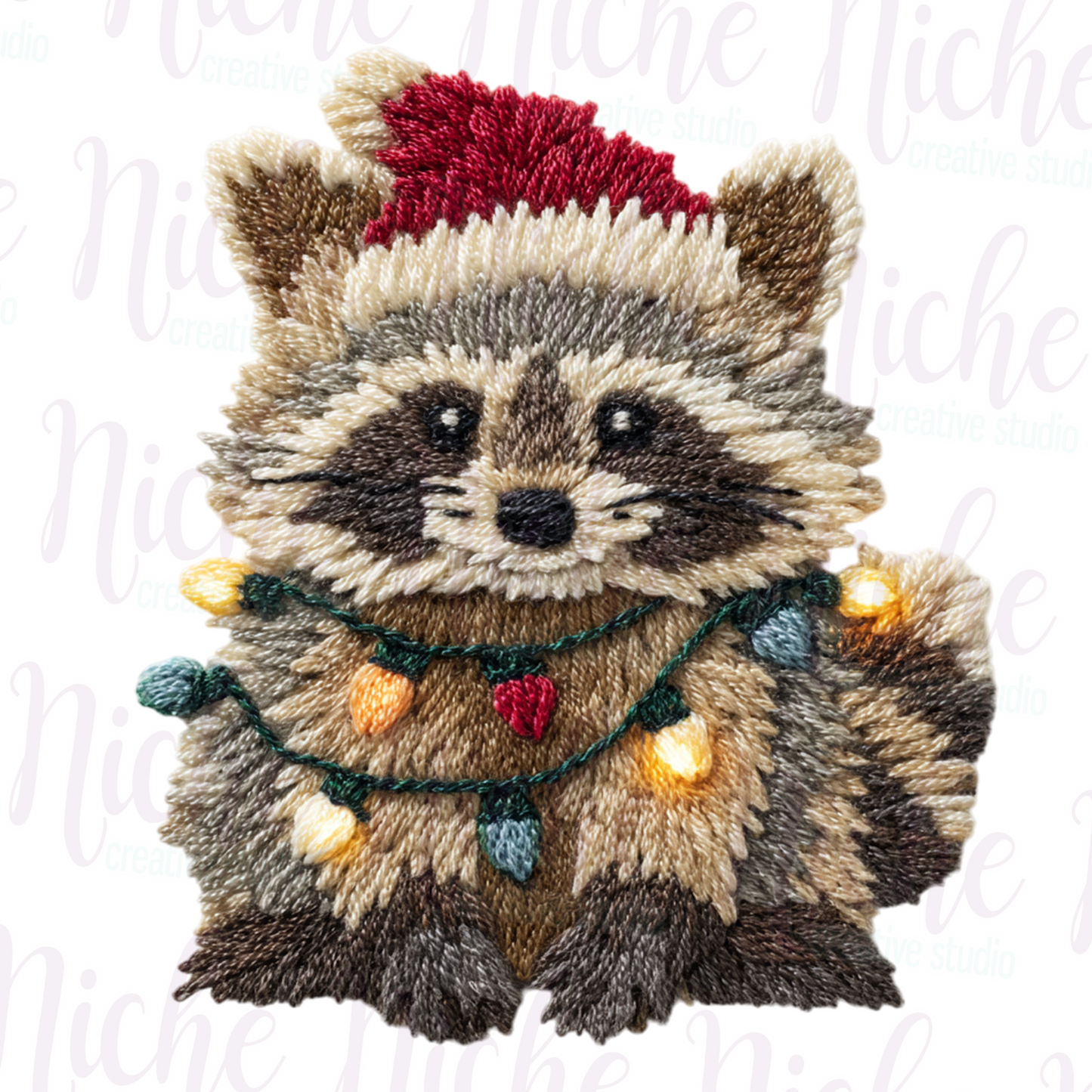 -CHR8423 Festive Feral Raccoon Crochet Decal