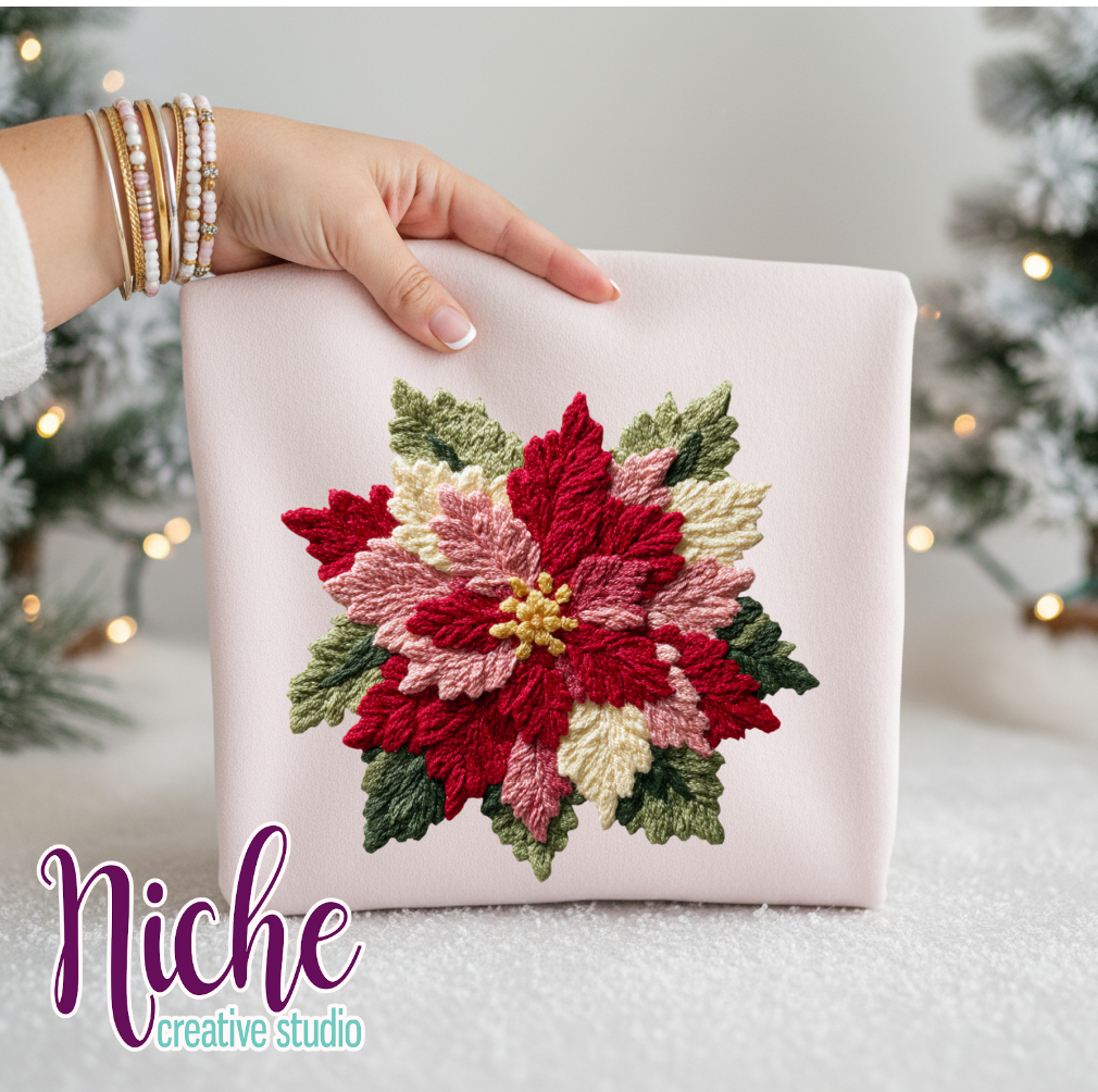 -CHR8429 Patchwork Poinsettia Decal