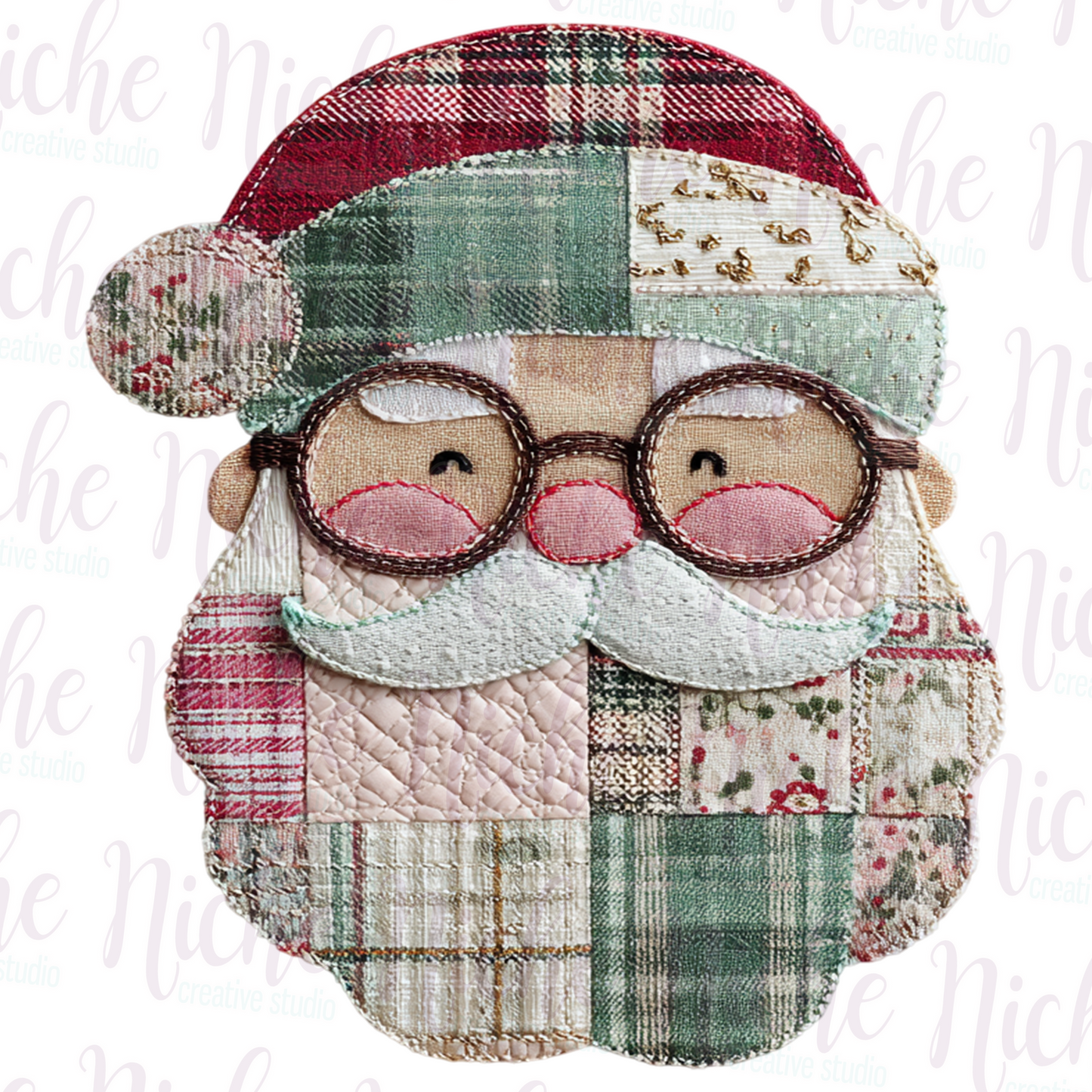 -CHR8430 Patchwork Santa Decal