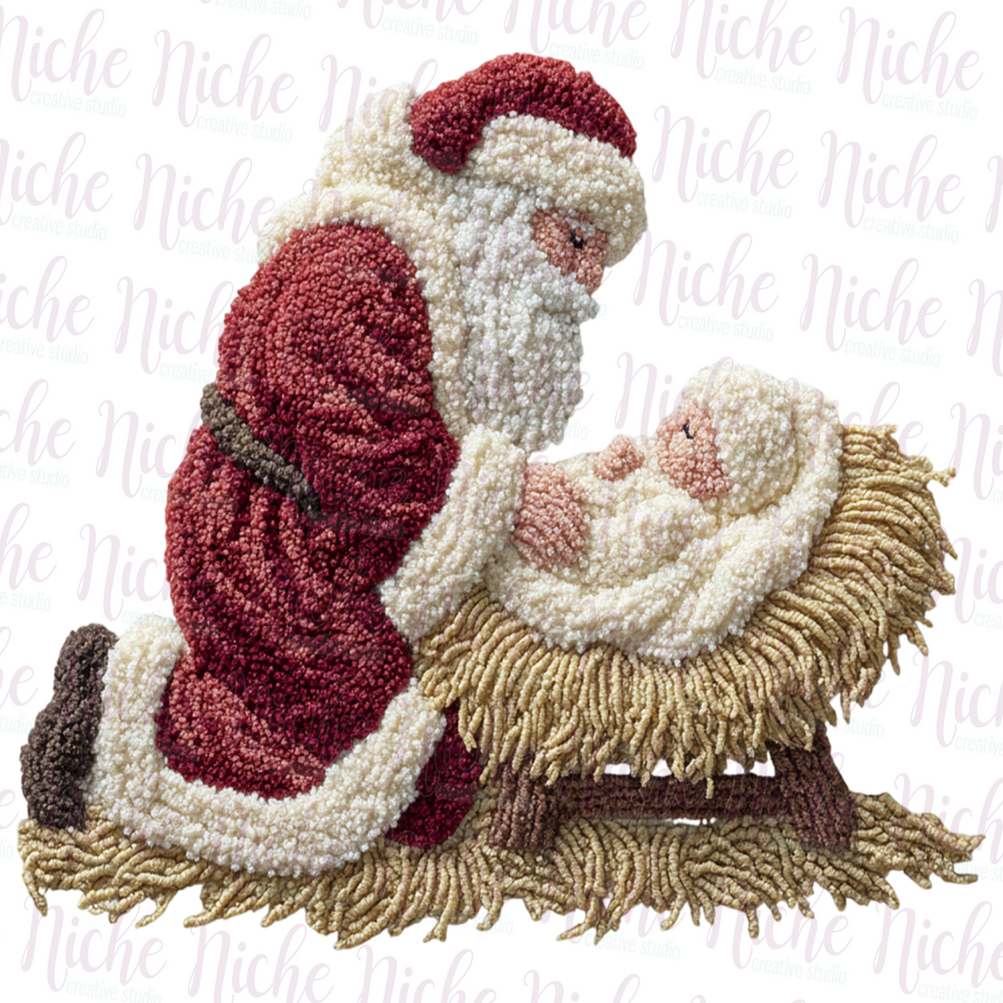 -CHR8441 Santa and Jesus Crochet Decal