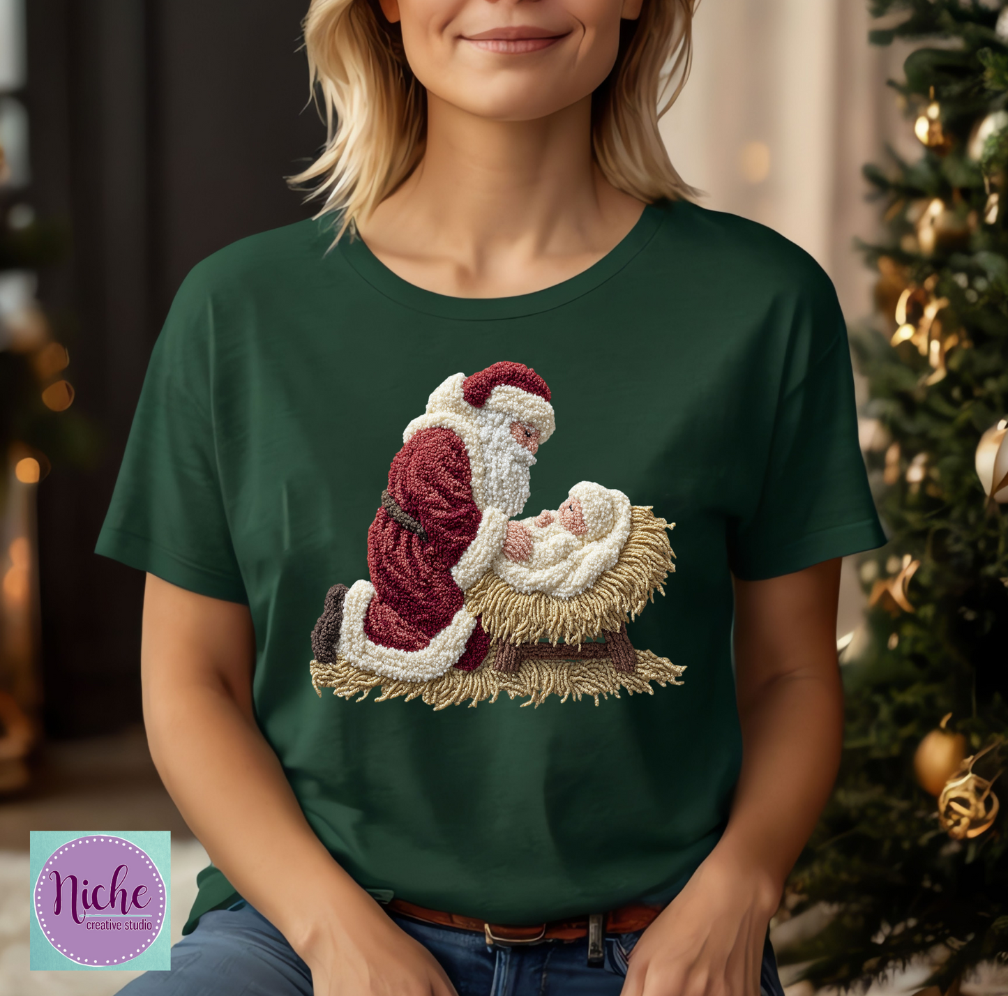 -CHR8441 Santa and Jesus Crochet Decal