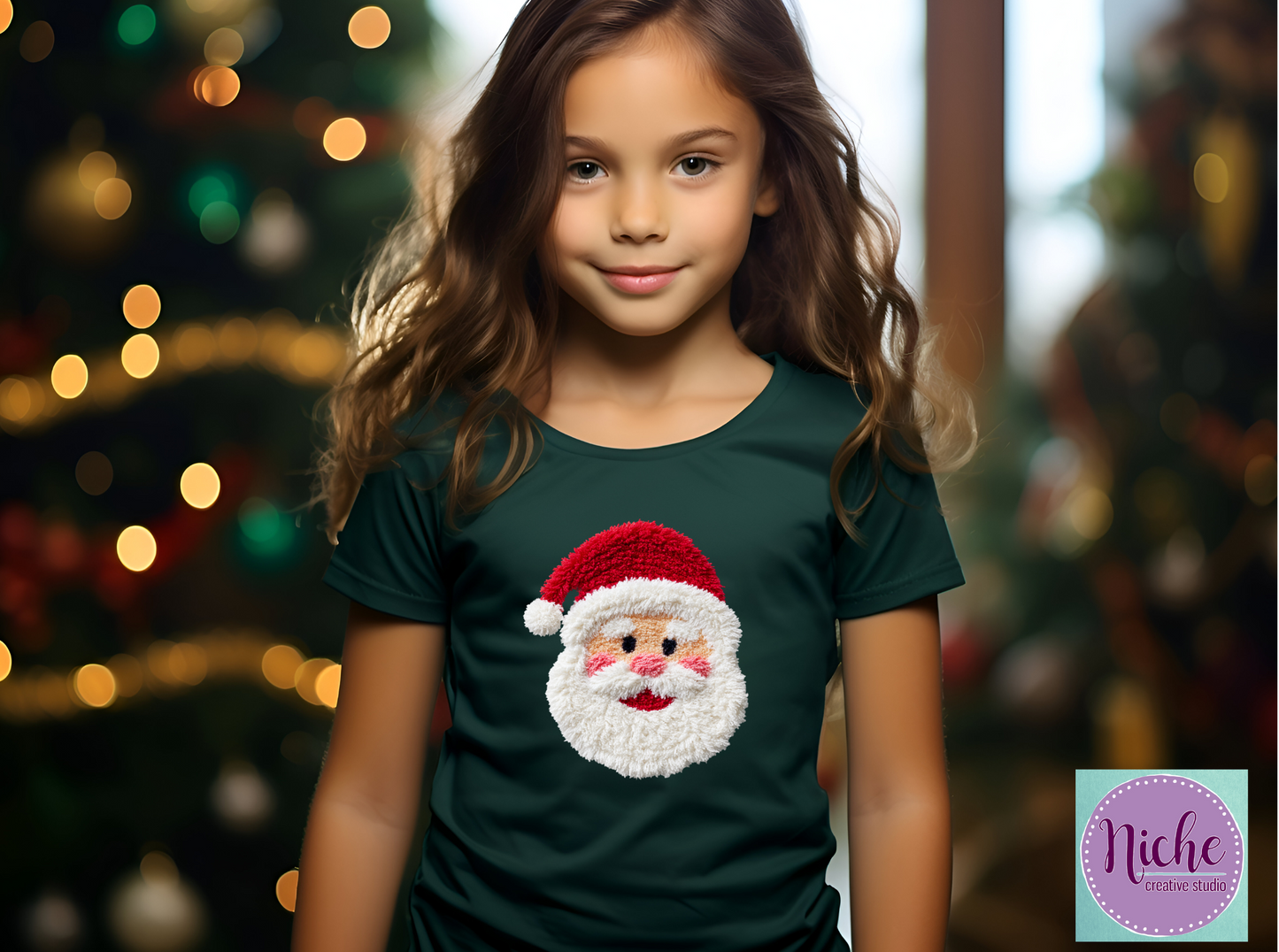 -CHR8442 Santa Head Crochet Decal