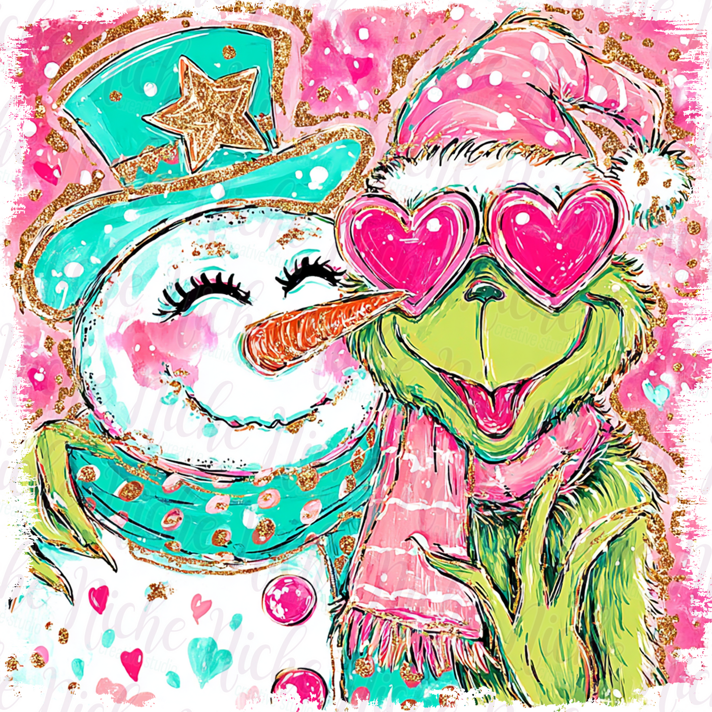 -CHR8464 Grinch and Snowman Decal