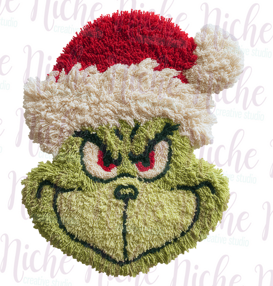 -CHR8471 Green in Santa Hat Crochet Decal