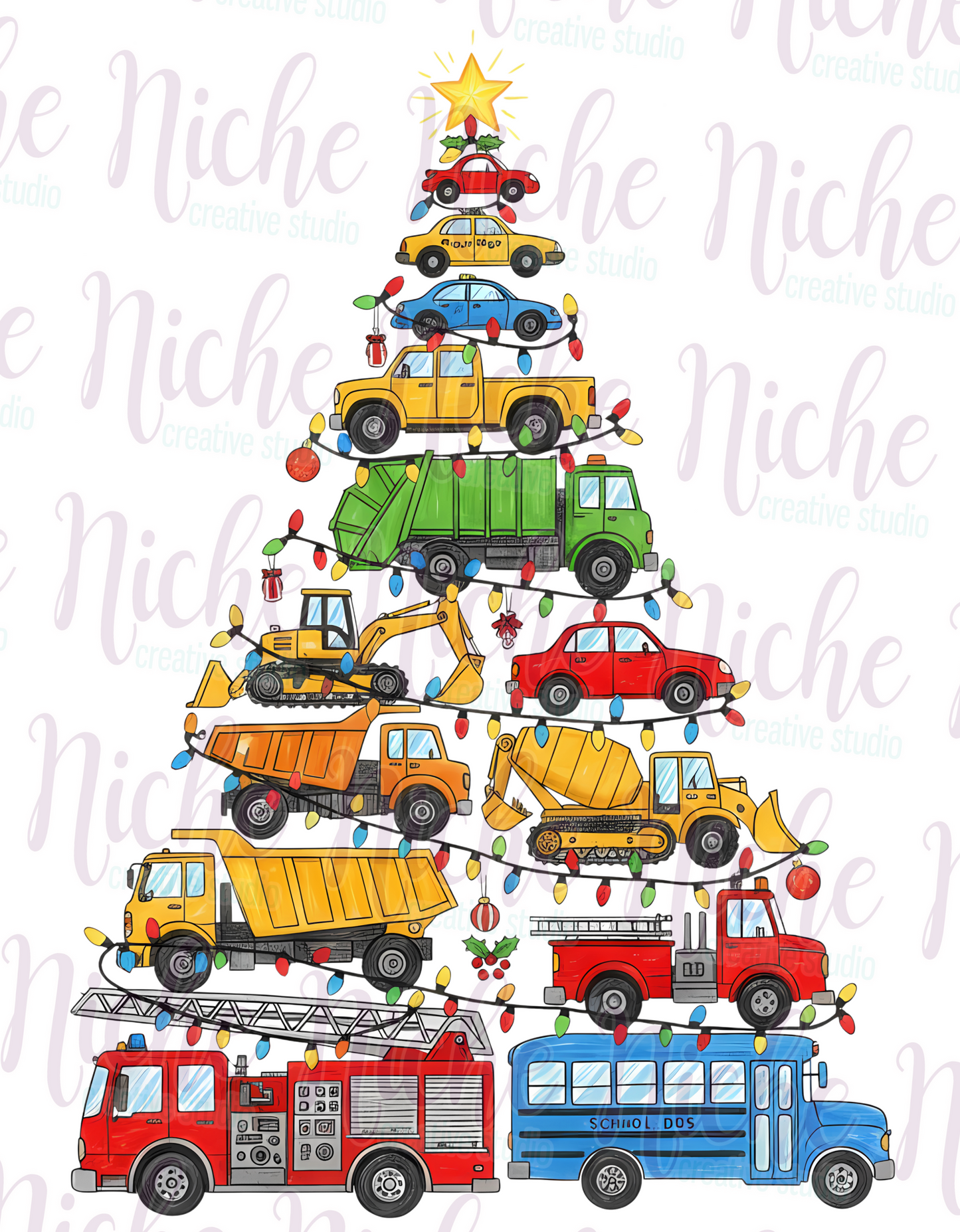 -CHR8478 Cars Christmas Tree Decal