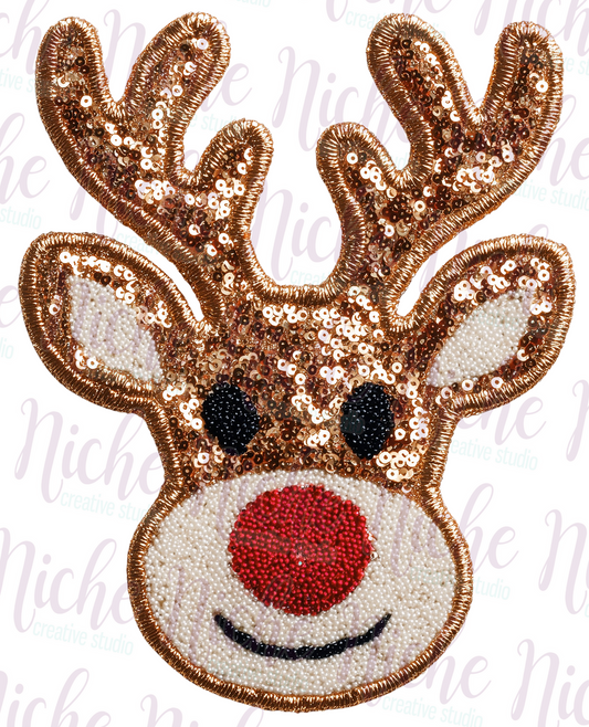 -CHR8512 Reindeer Faux Sequins Decal