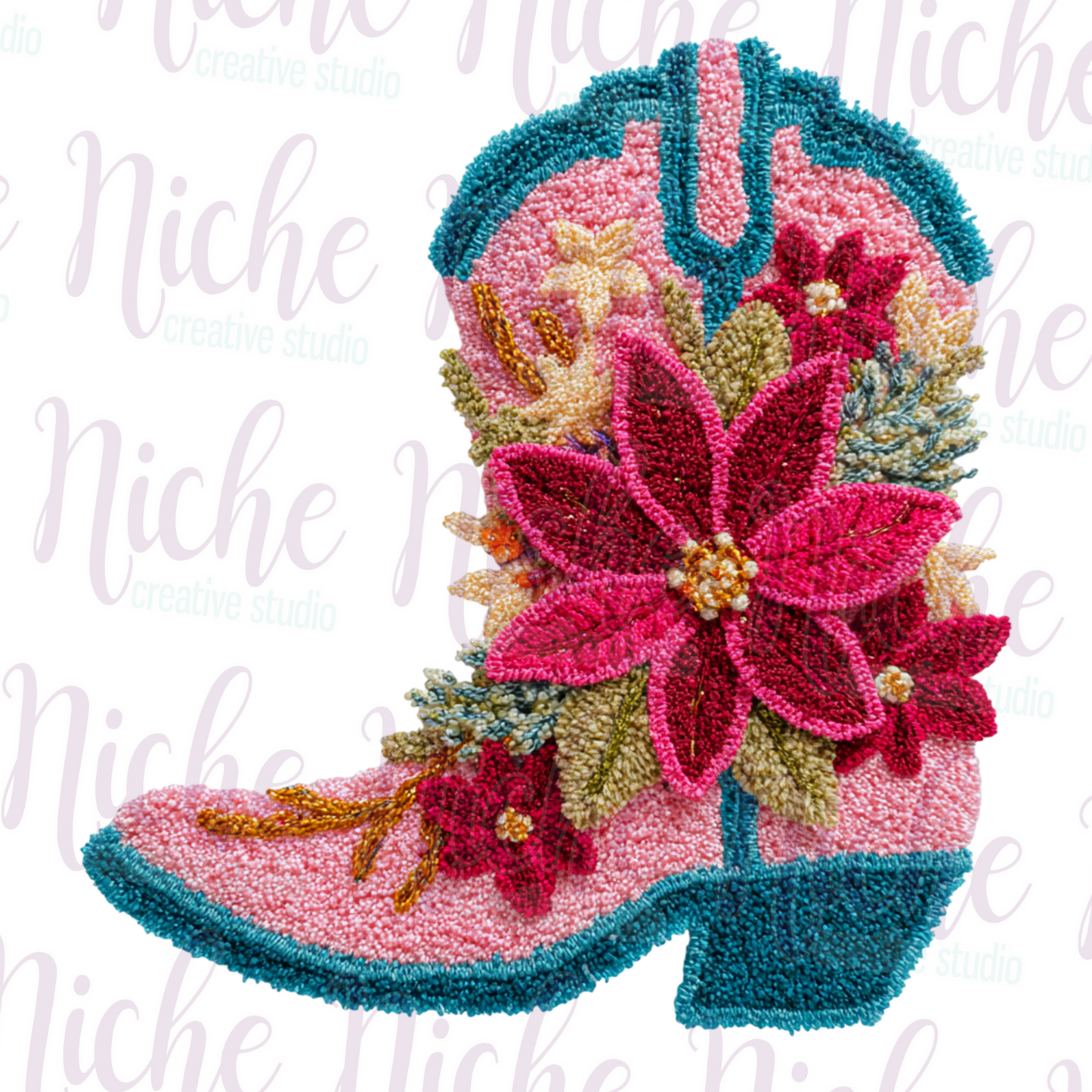 -CHR8507 Poinsettia Western Boot Decal