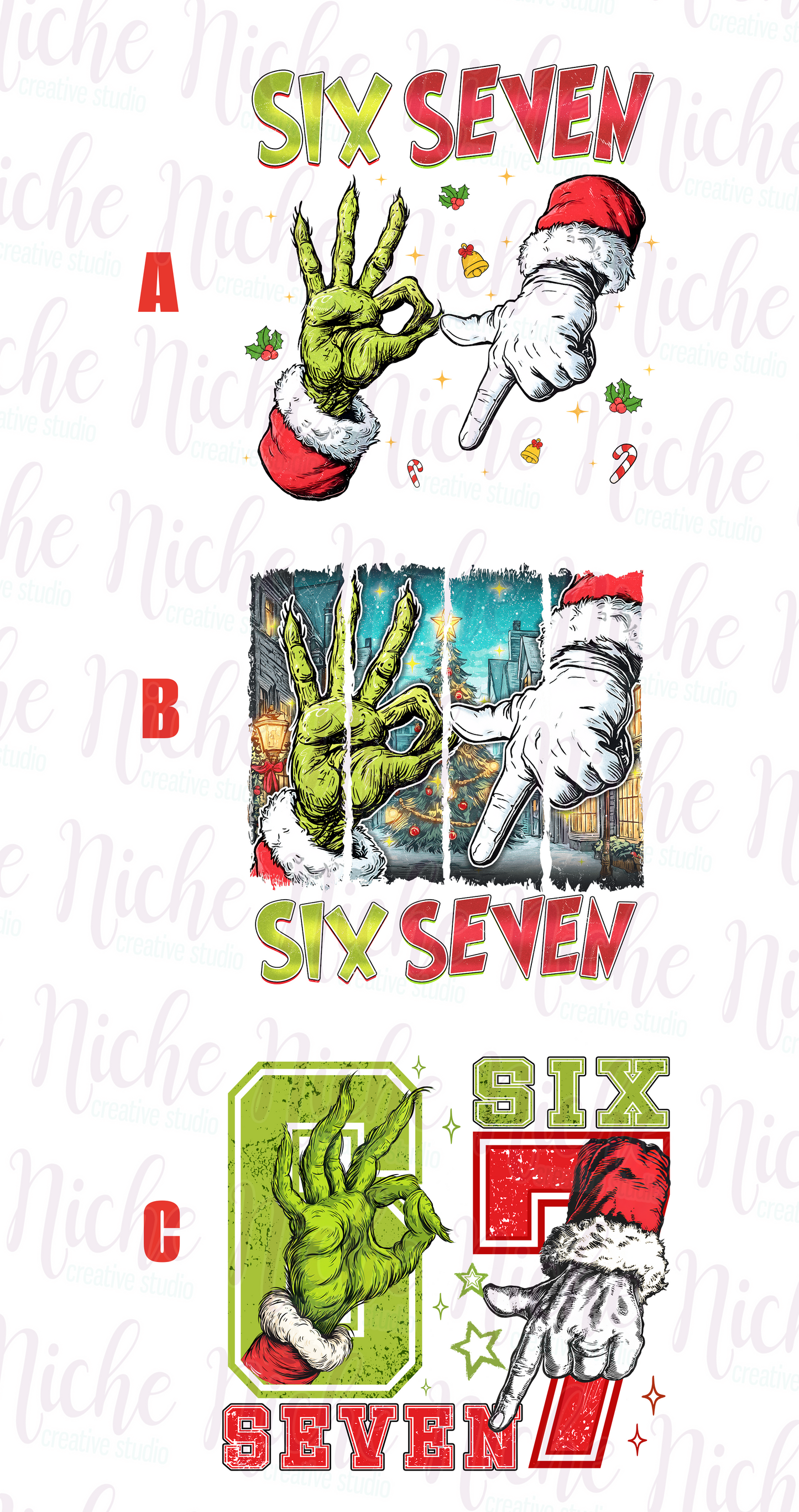 -CHR8511  Christmas Hands Six Seven Decal