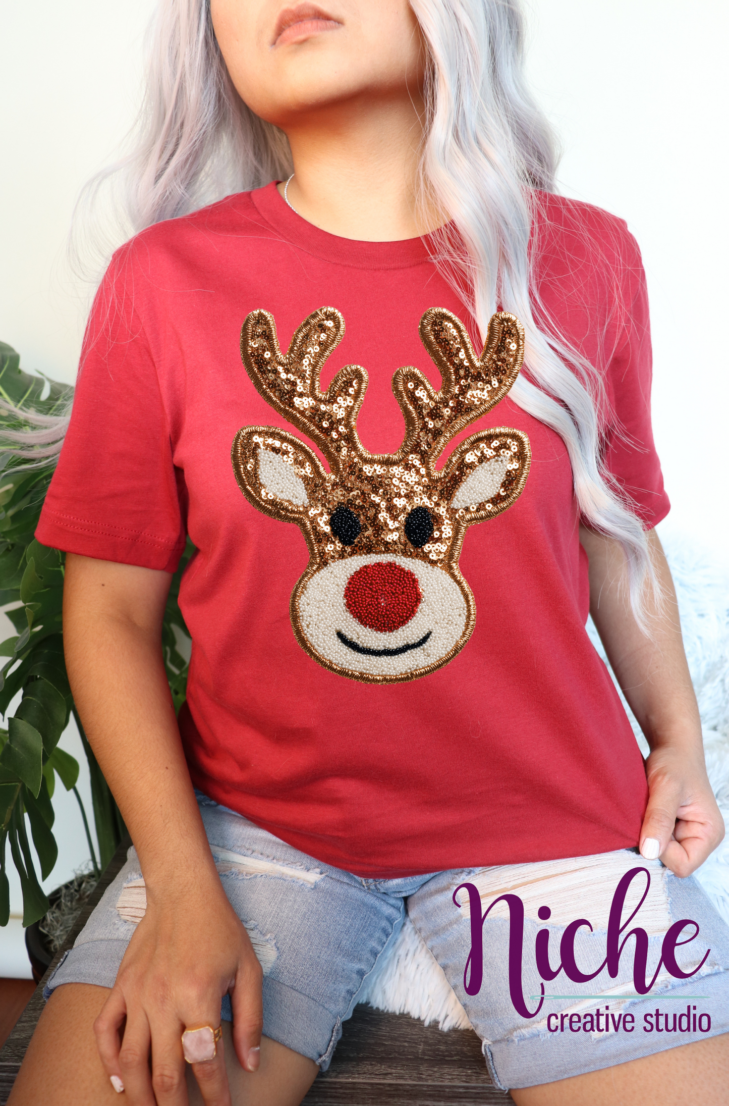 DEAL OF THE DAY 50% OFF -CHR8512 Reindeer Faux Sequins Decal