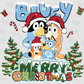 -CHR982 Blue Merry Christmas Decal