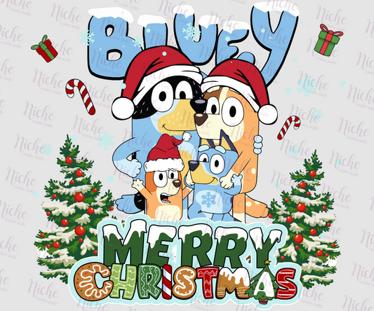 -CHR982 Blue Merry Christmas Decal