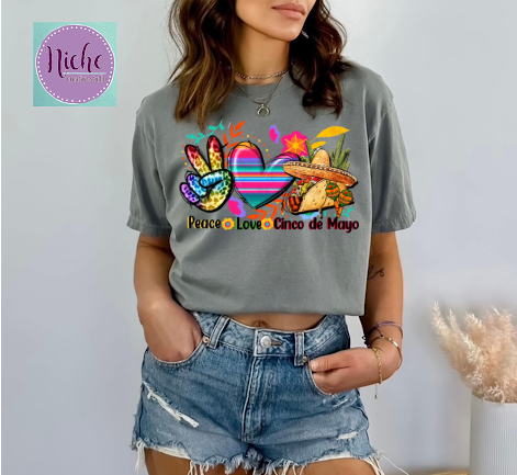 -CIN007 Peace Love Cinco de Mayo Decal