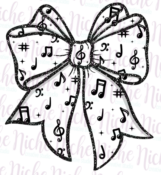 -CON8278 Coquette Bow Music Notes Decal