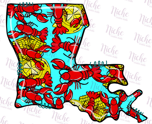 -CRA1495 Louisiana Crawfish and Corn Decal