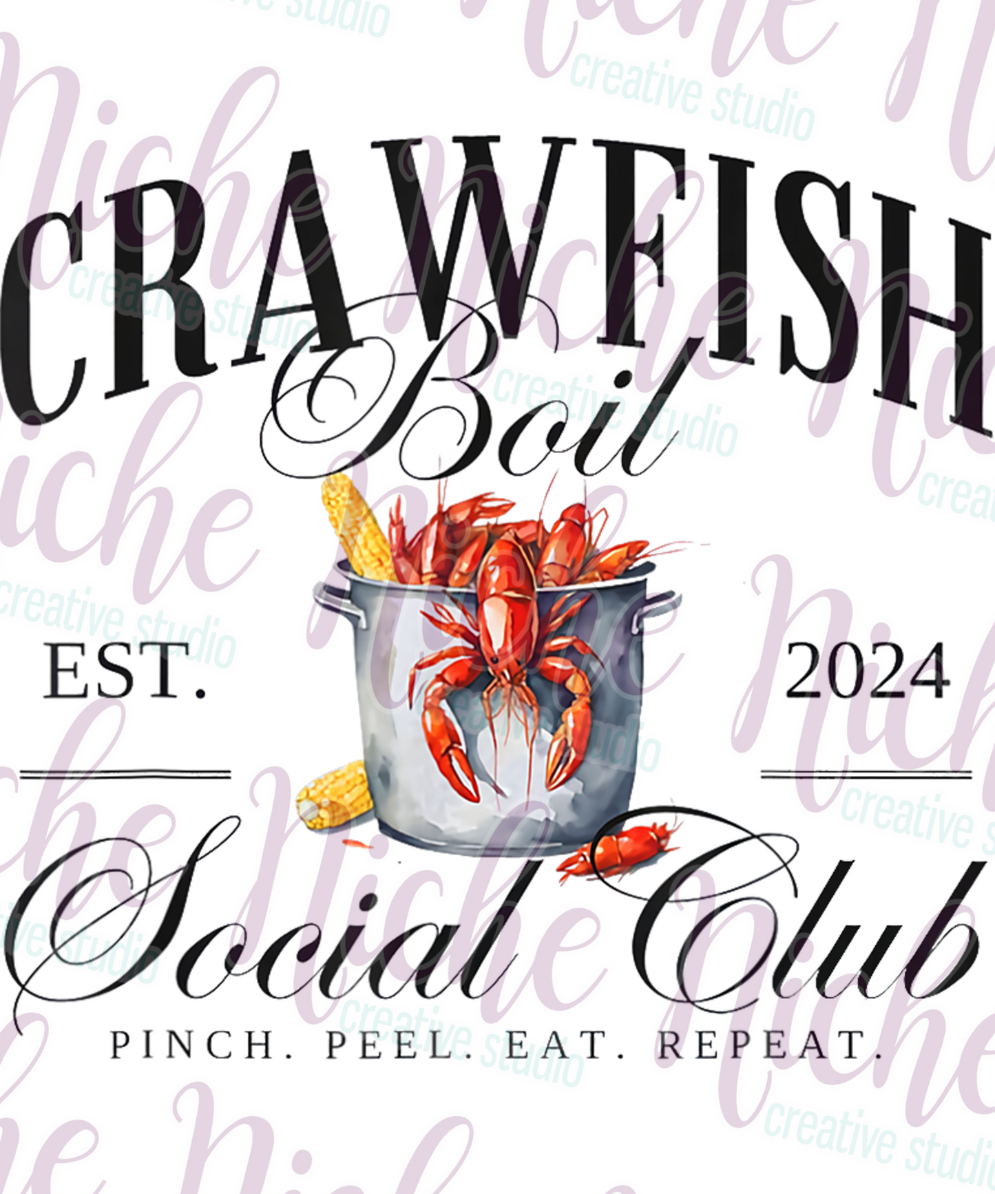 -CRA8166 Vintage Crawfish Boil Social Club Decal