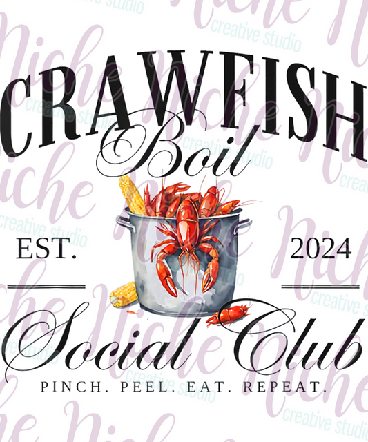 -CRA8166 Vintage Crawfish Boil Social Club Decal