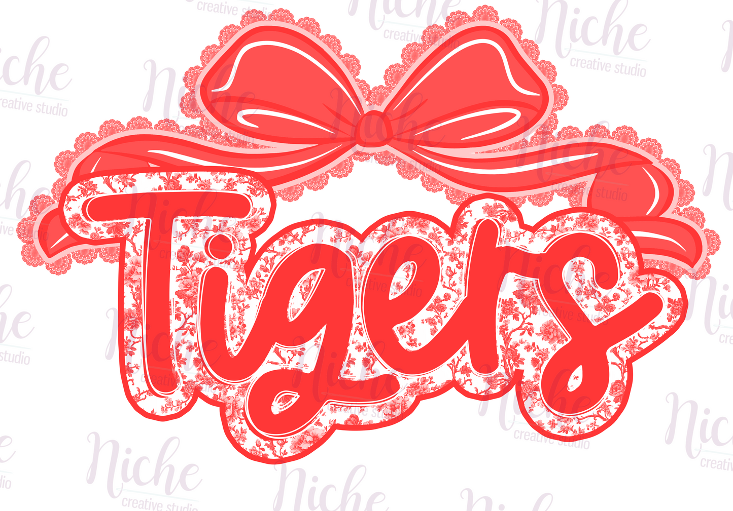 -DEQ8209 Tigers with Bow Decal