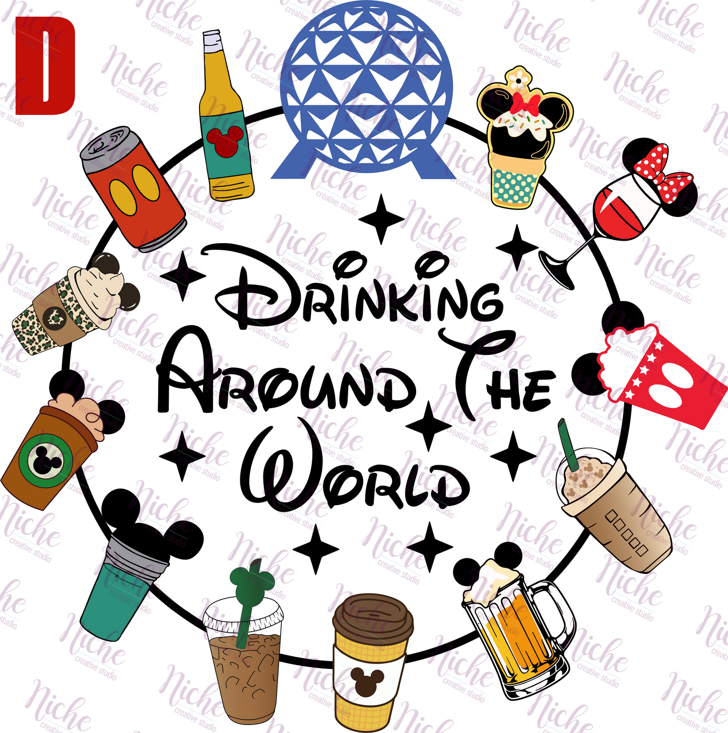 -DIS895 Drinking Around the World Decal