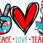 -DRS1122 Peace Love Teach Decal