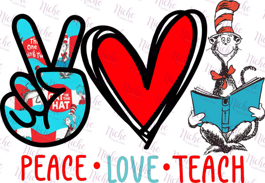 -DRS1122 Peace Love Teach Decal