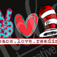 -DRS1404 Peace Love Reading Decal