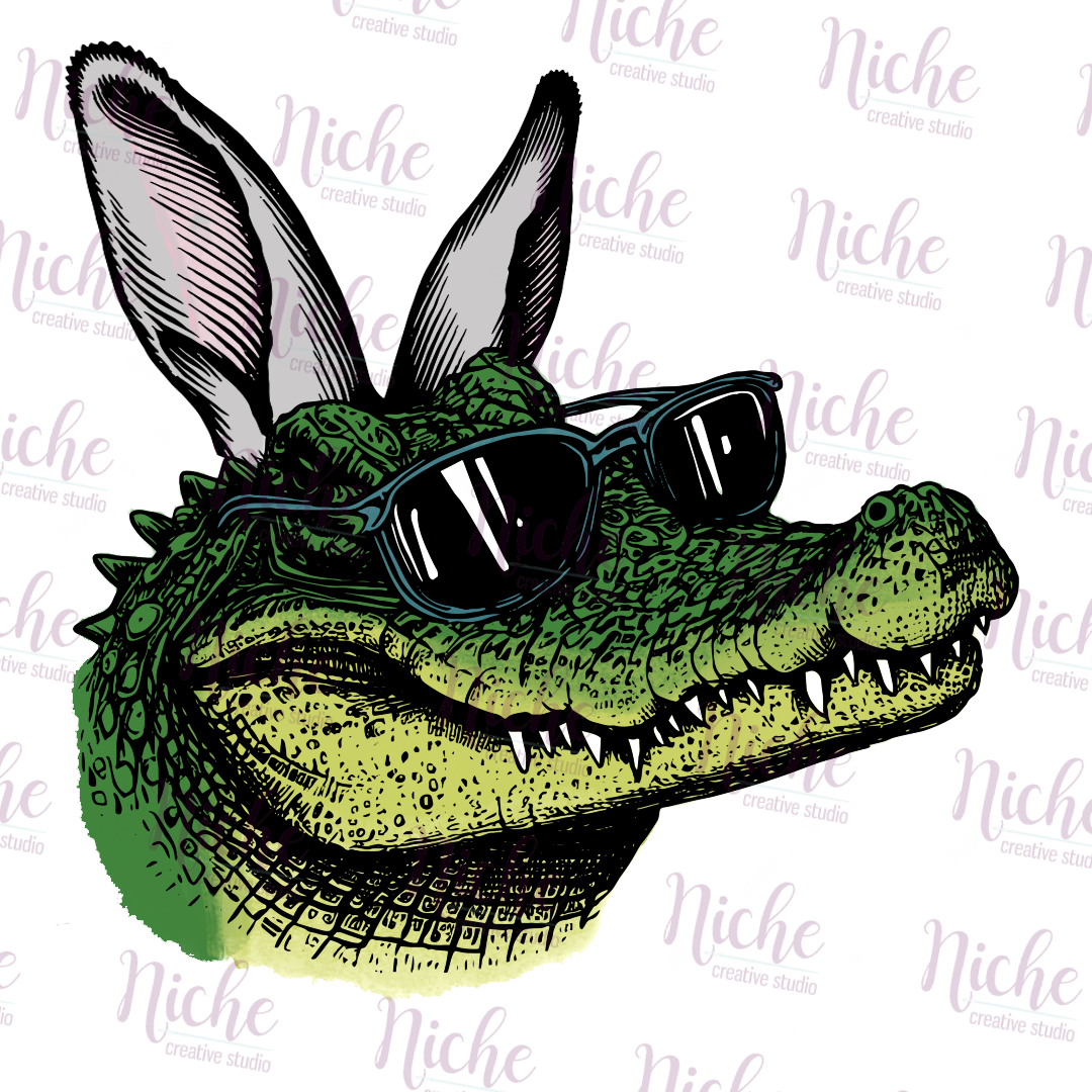 -EAS8116 Easter Alligator Bunny Decal