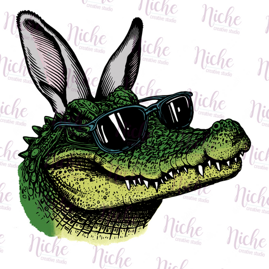 -EAS8116 Easter Alligator Bunny Decal