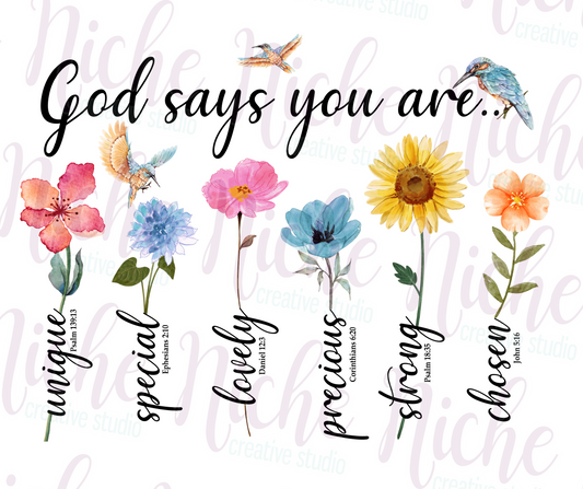-FAI8168 God Says Flowers Decal