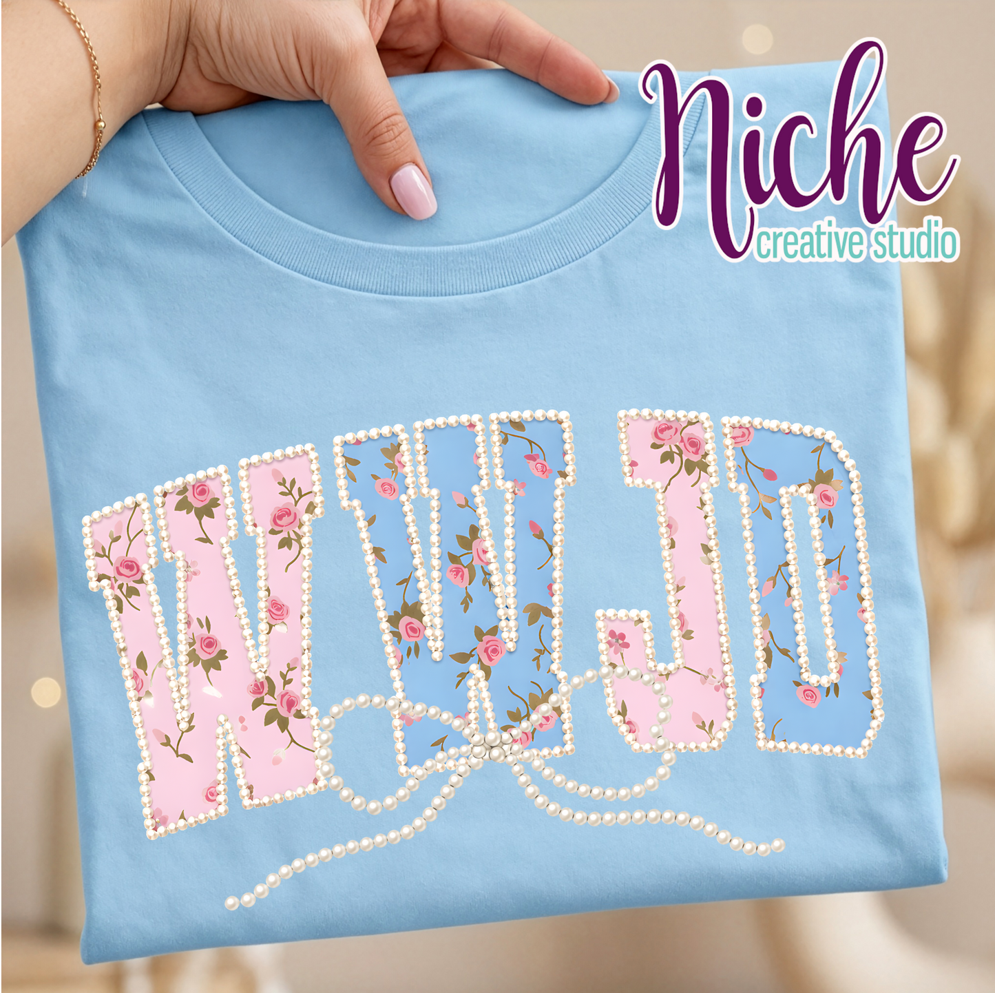 -FAI8573 WWJD Floral with Pearls Decal
