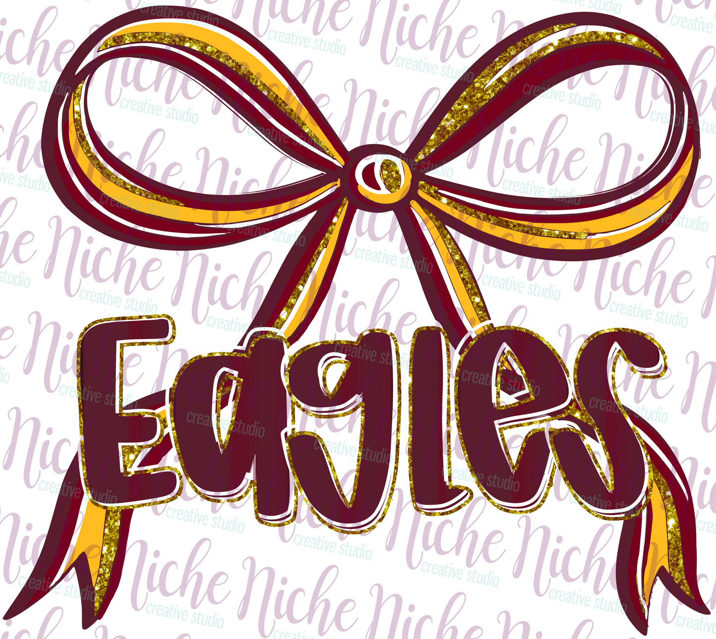 -FBC3393 Eagles Preppy Bow Decal