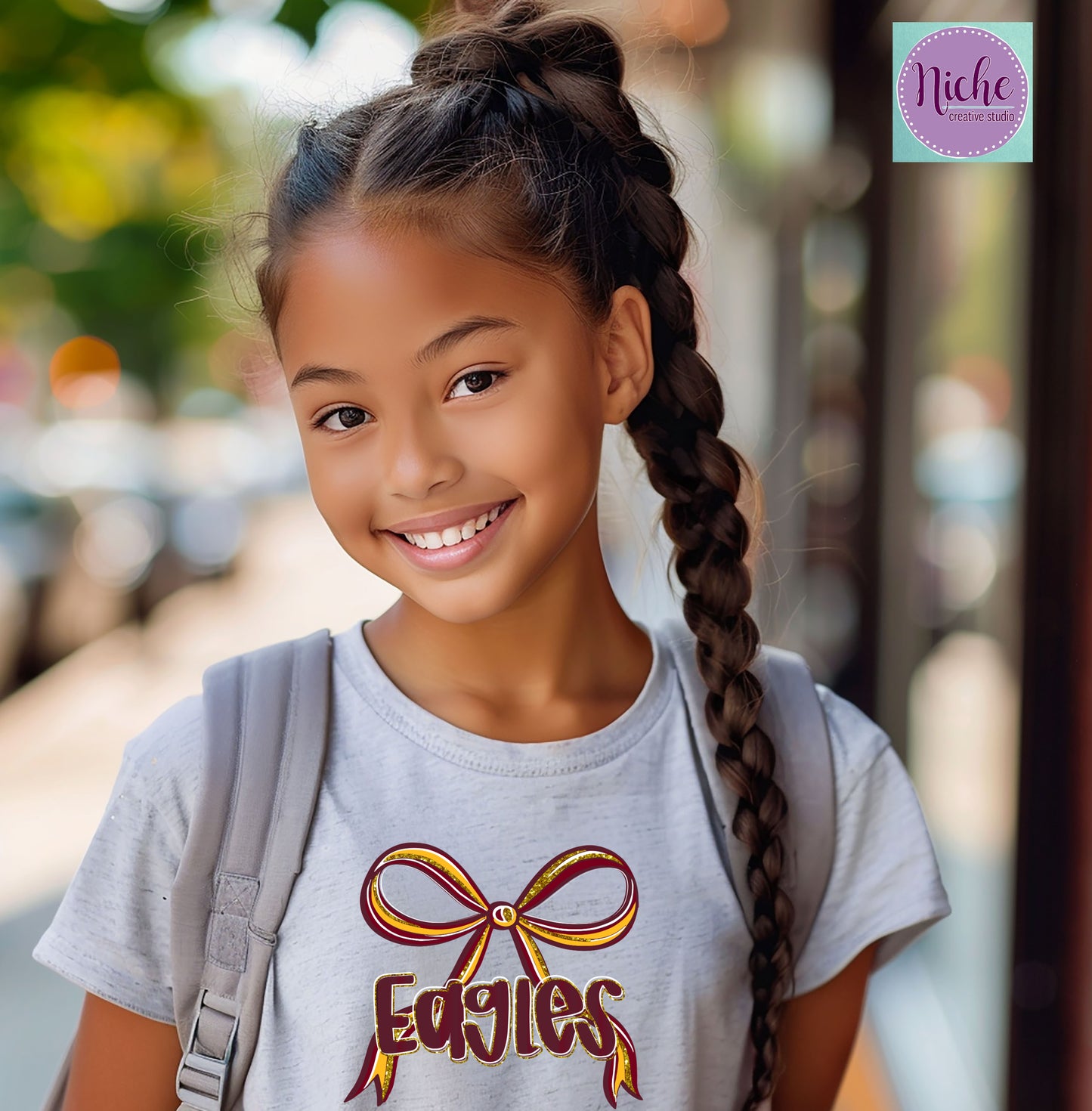 -FBC3393 Eagles Preppy Bow Decal