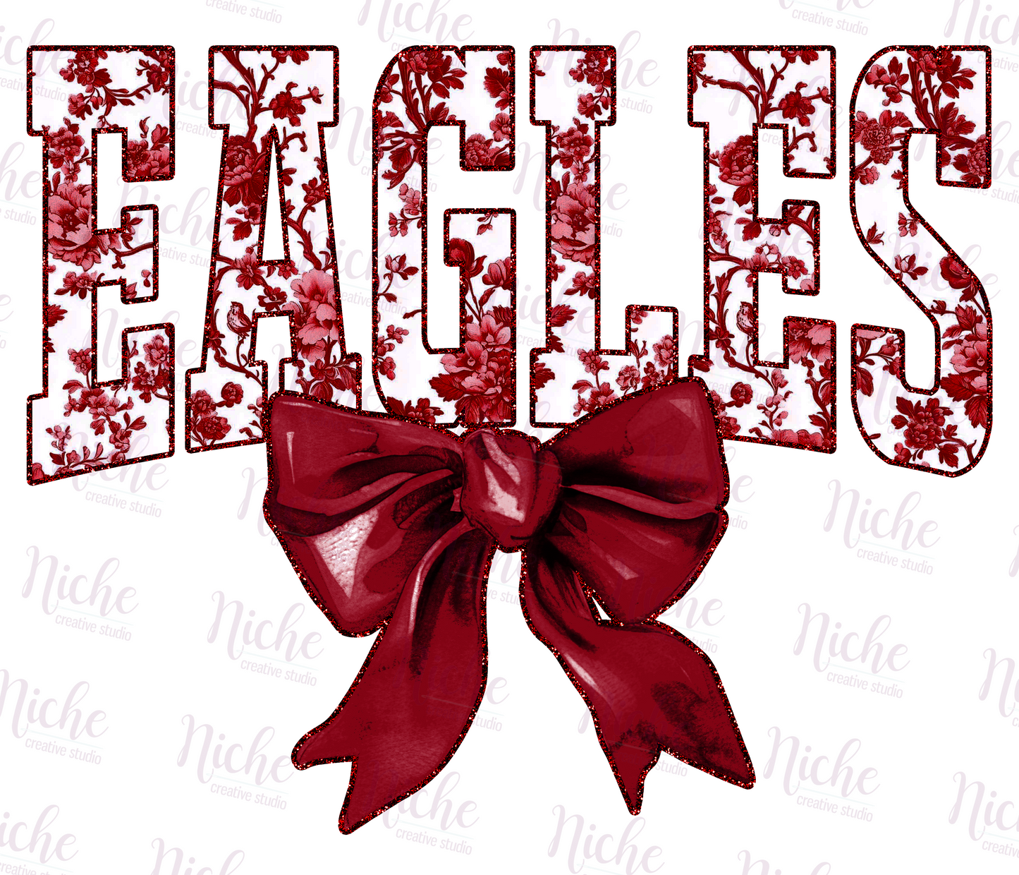 -SCH8250 Floral Eagles with Bow Decal