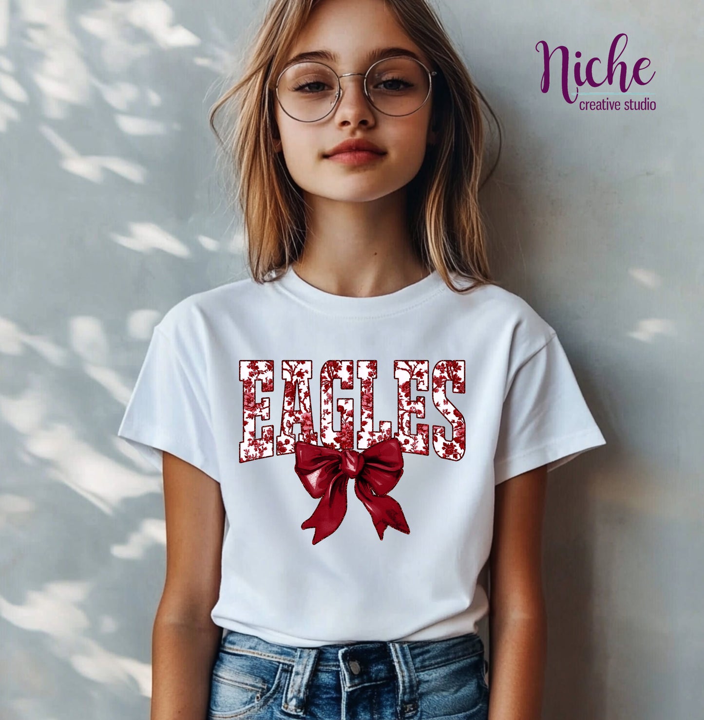 -SCH8250 Floral Eagles with Bow Decal