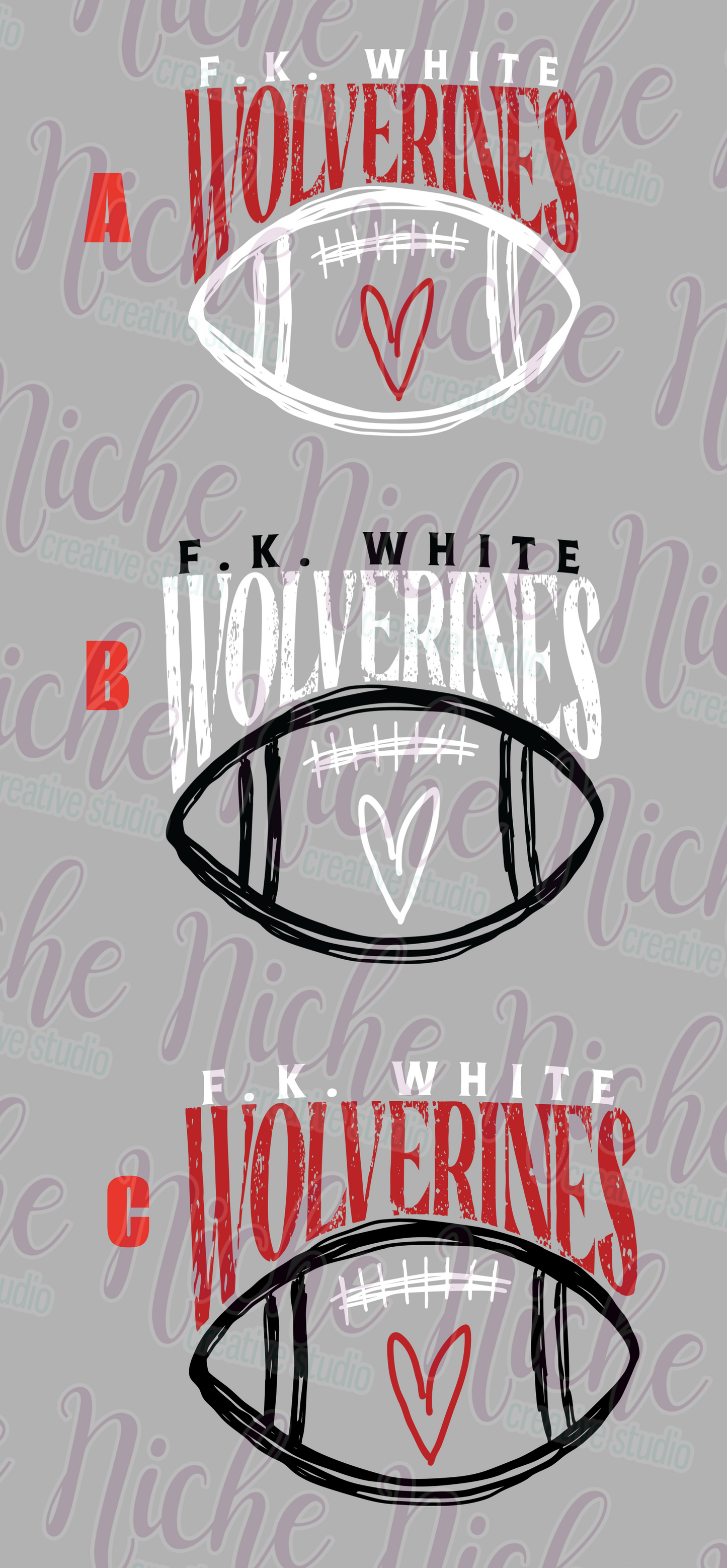 -FKW8001 Football with Heart Decal
