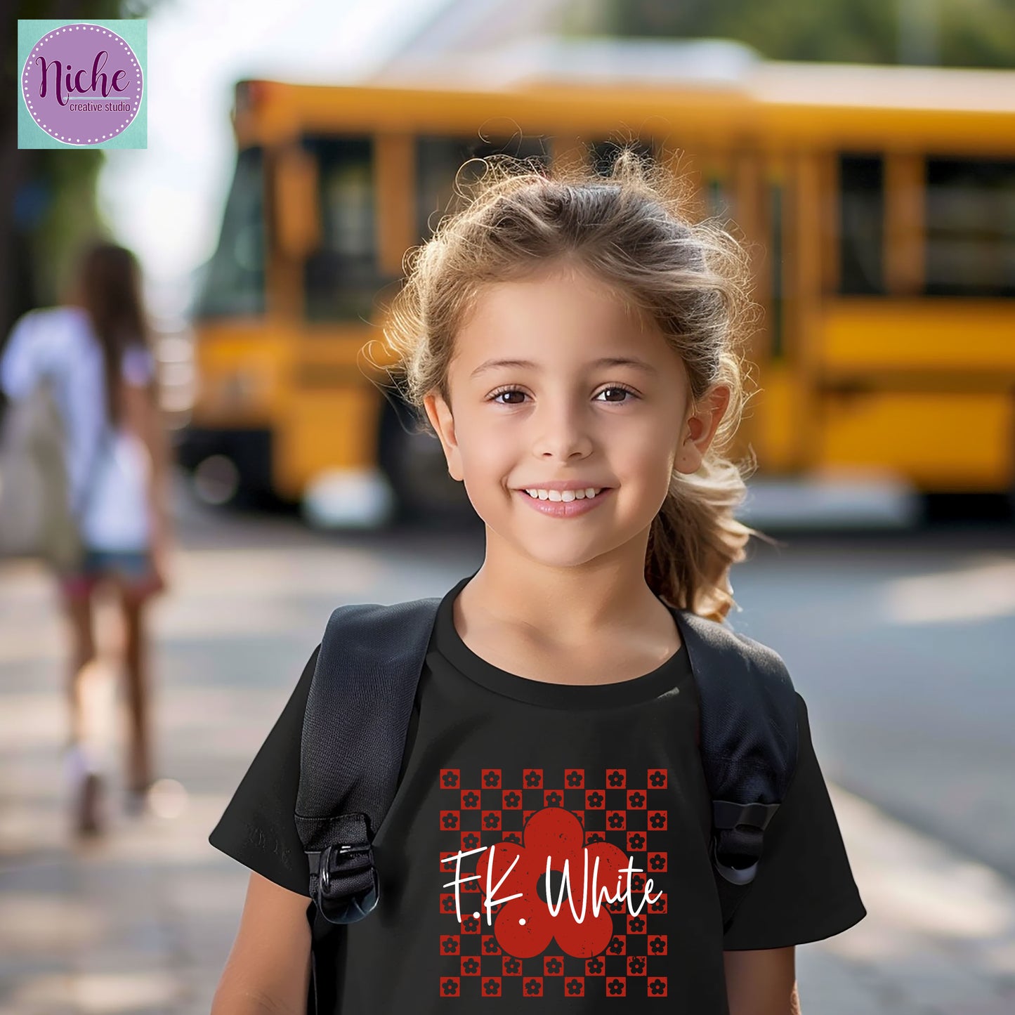 -FKW8310 Checkered Flower FK White Decal