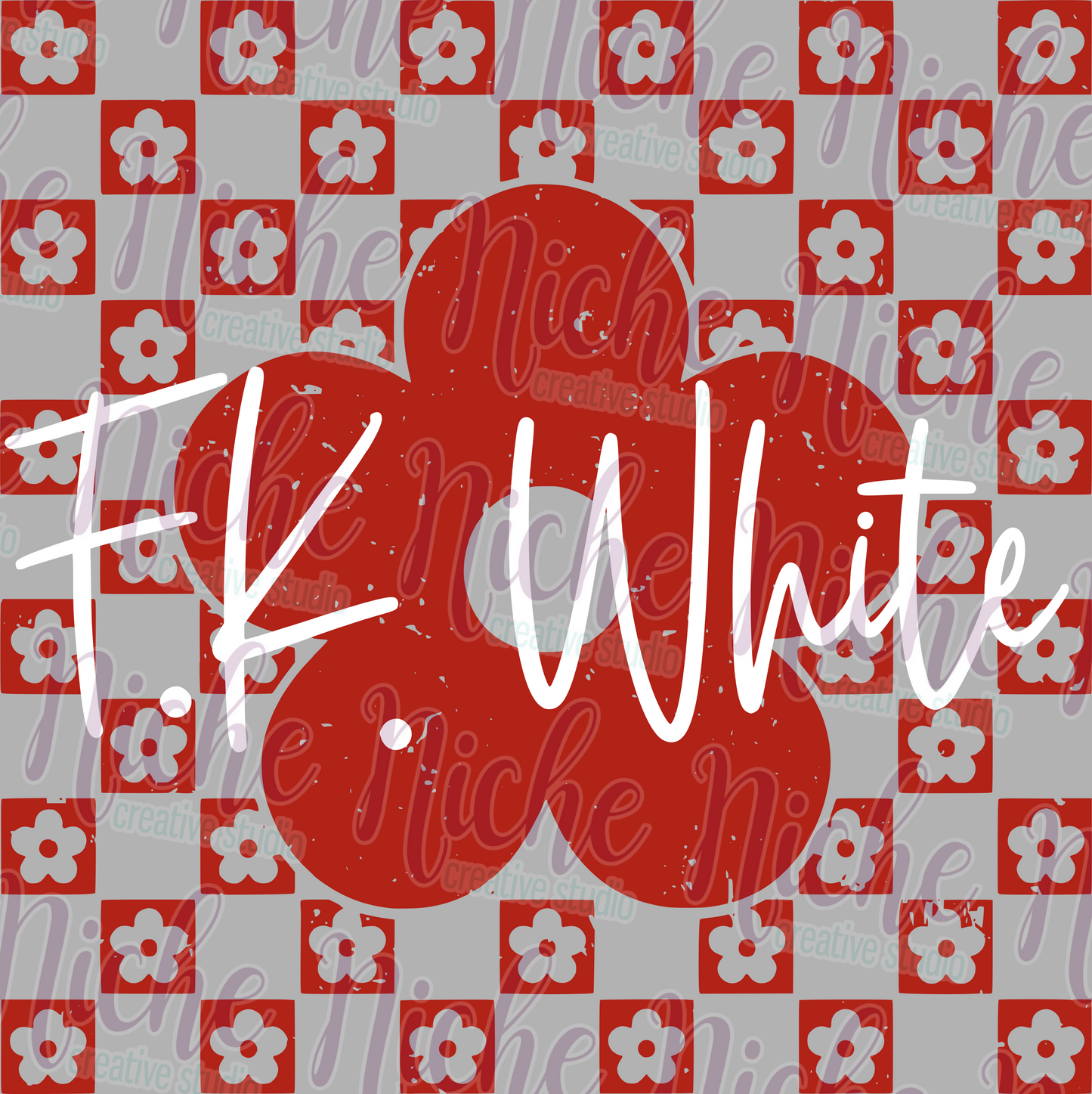 -FKW8310 Checkered Flower FK White Decal