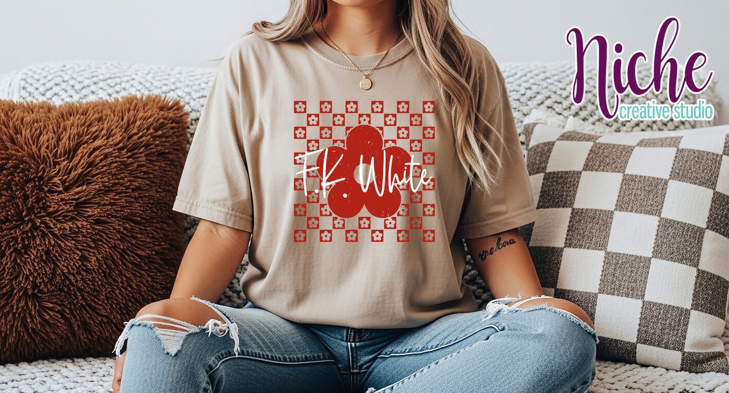 -FKW8310 Checkered Flower FK White Decal