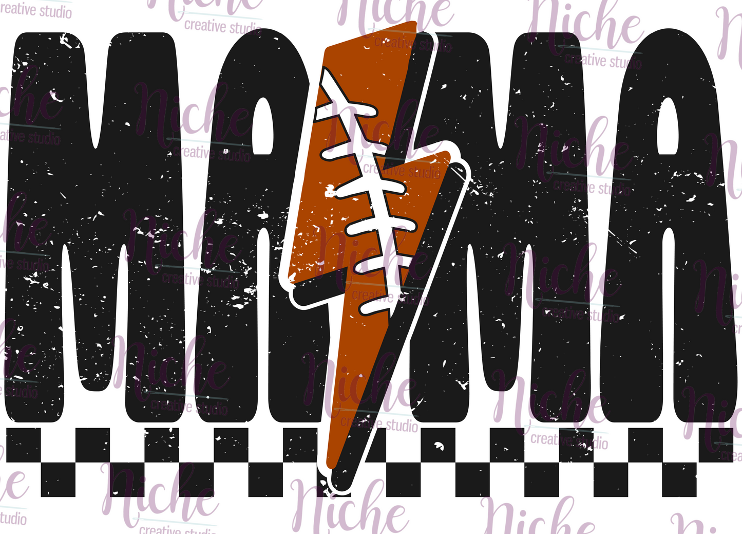 -FOO5211 Checkered Football Mama Lightning Decal