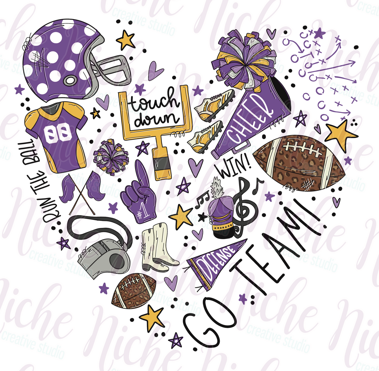 -FOO8488 Football Heart Decal
