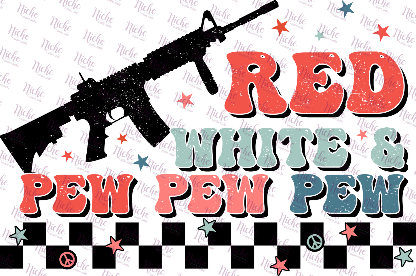 - FOU225 Red White and Pew Pew Pew Decal