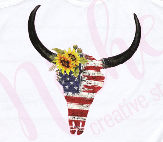 - FOU2548 American Skull Sunflower Decal