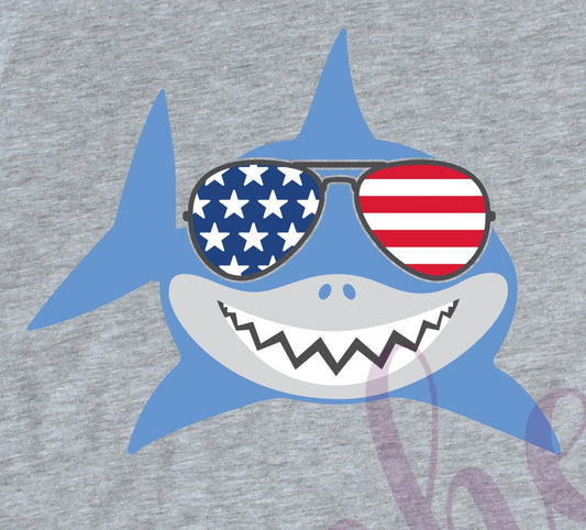 - FOU2581 Patriotic Shark Decal