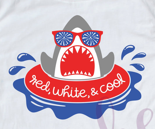 - FOU2583 Red White and Cool Shark Decal