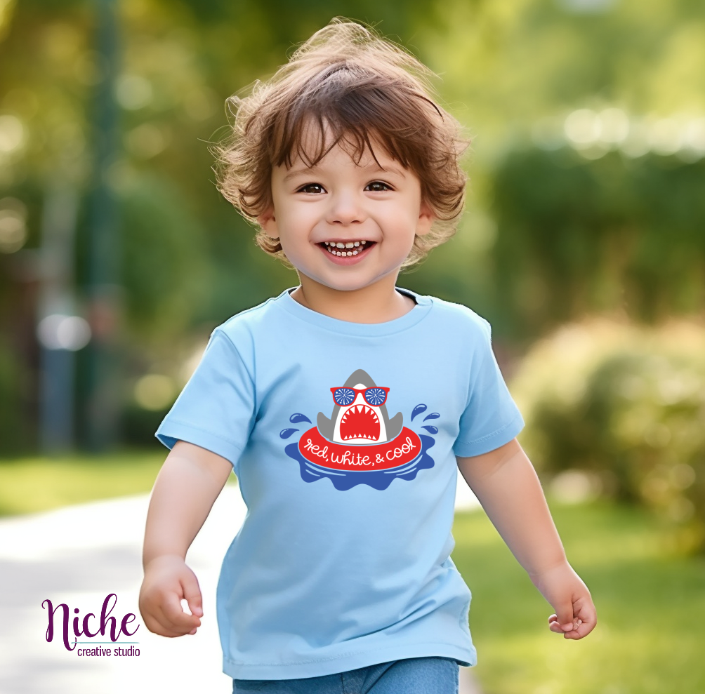 - FOU2583 Red White and Cool Shark Decal